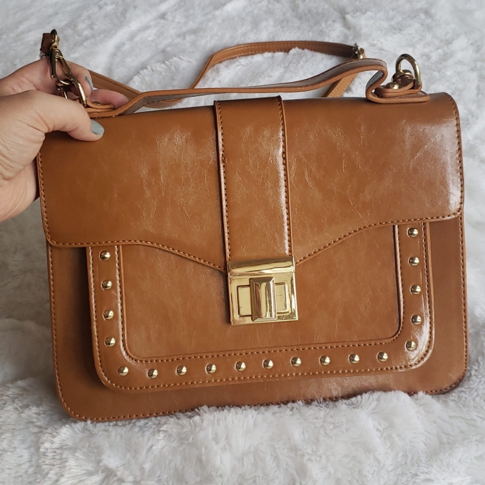 Studded Faux Leather Handbag